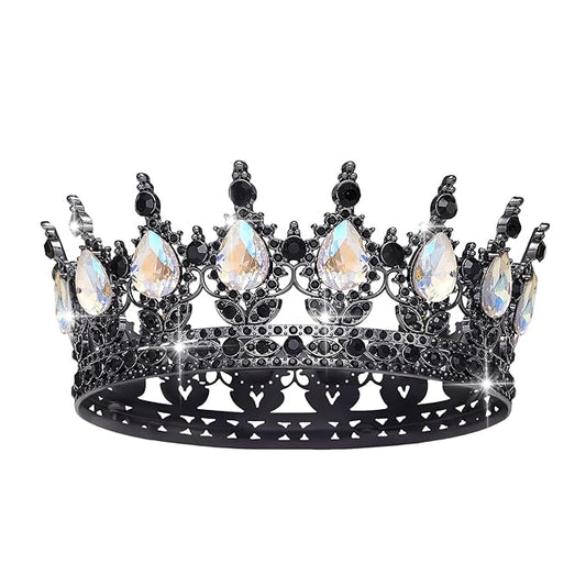 Queen Crown Rhinestone Wedding Crowns and Tiaras for Women Costume Party Hair Accessories Princess Birthday Crown Crystal Bridal Crown (Black & Moonlight Crown)