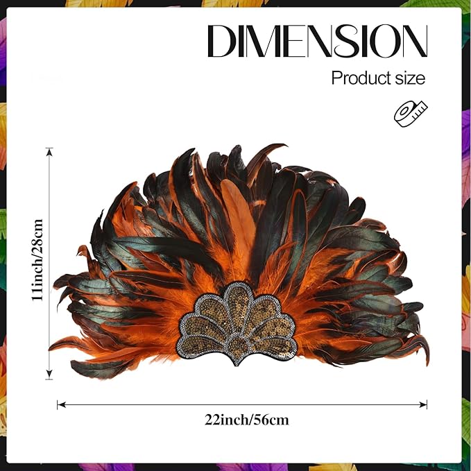 Women's Carnival Feather Headpieces Sequin Headdress for Wedding Masquerade Party Cosplay Feather Headbands