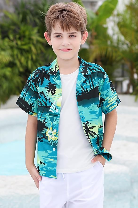 Cromoncent Matching Hawaiian Outfits for Family, Dad and Son Matching Luau Beach Tropical Shirts Mommy Daughter Tropical Sets