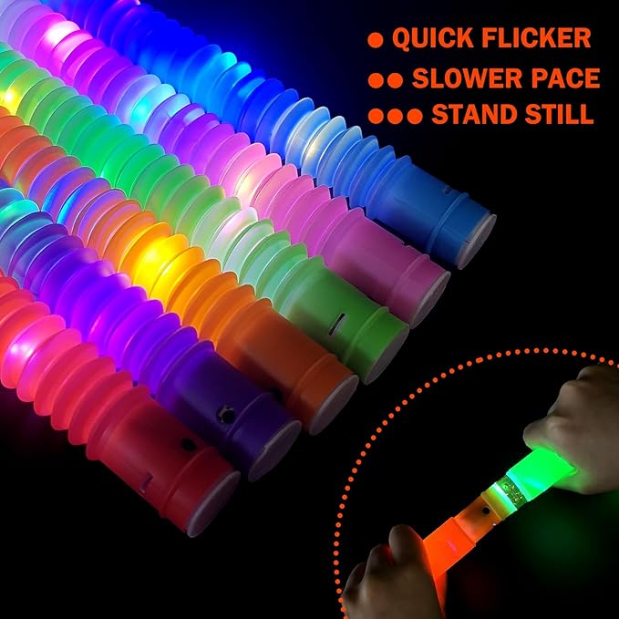 72 PCS Bulk Glow Sticks Party Pack for Kids 4-8-12, LED Pop Tubes Neon Accessories Necklace ＆ Bracelets for Toddlers, Glow Christmas Birthday Wedding Dance Party Giveaways Handouts for Boys Girls