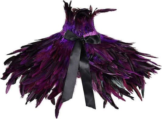 Gothic Natural Feather Shrug Feather Shawl Wrap Cape Victorian Collar for Halloween Cosplay Party Costume Accessories