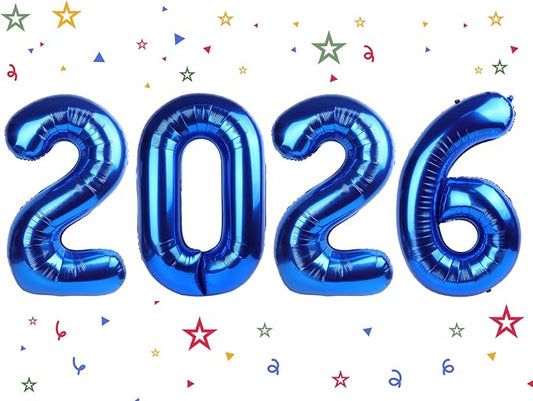 2026 Balloon - Metallic Blue Birthday Number Balloons, 40 Inch Large Foil Balloons for Men Women Boys Girls Navy Blue Themed Birthday Decorations，Number 2026 Balloon