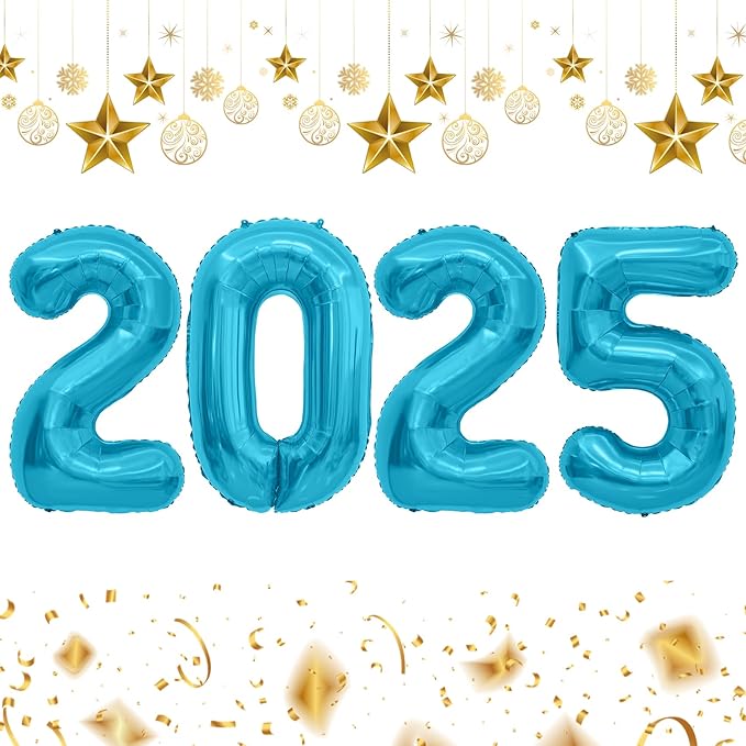 2025 Balloons, 40 Inch 2025 Number Balloons, 2025 Blue Balloons, Large Foil Happy New Year Balloons for New Year Eve Party Supplies 2025, New Years Decorations 2025, Christmas, Graduation, Birthday