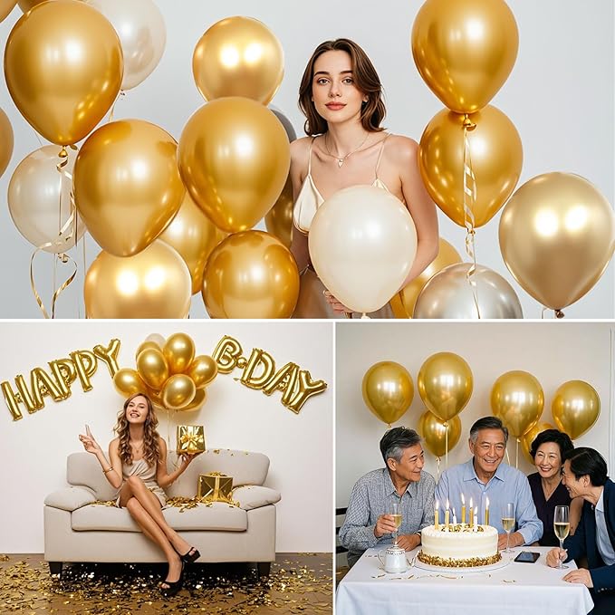 Metallic Gold Balloons 145 pcs Gold Metallic Balloon Arch Kit Different Sizes of 18 12 10 5 Inch Gold Balloons for Balloon Garland Kit or Balloon Arch as Birthday Party Decorations