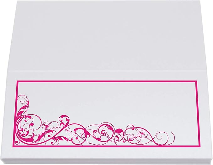 Scribble Vintage Swirl Place Cards, Fuschia (Choose Color), Set of 25, Pre-cut and Scored - Wedding, Party, Dinner, and Special Events - Made in the USA