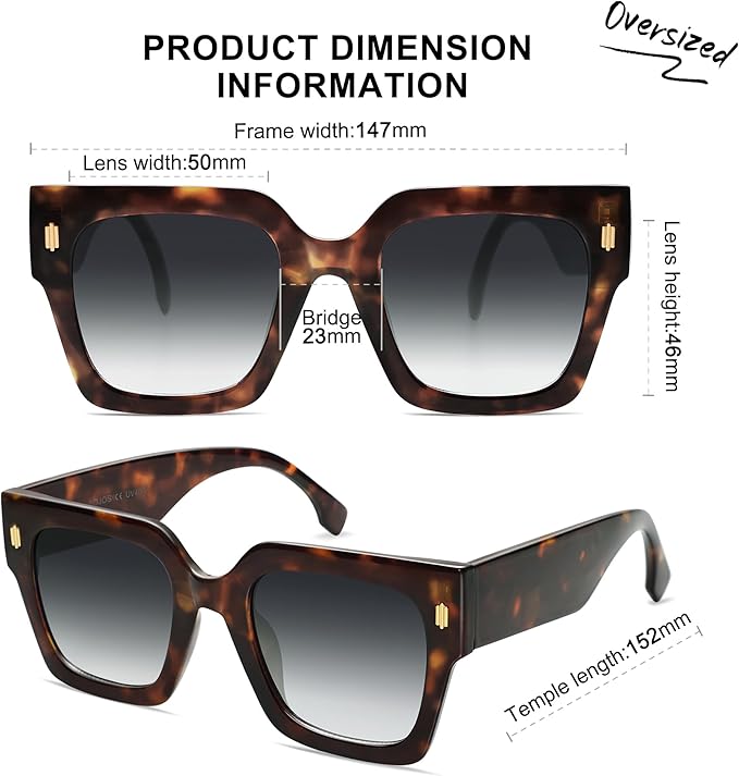 SOJOS Vintage Oversized Square Sunglasses for Women,Retro Womens Luxury Big Large Sun Glasses UV400 SJ2194
