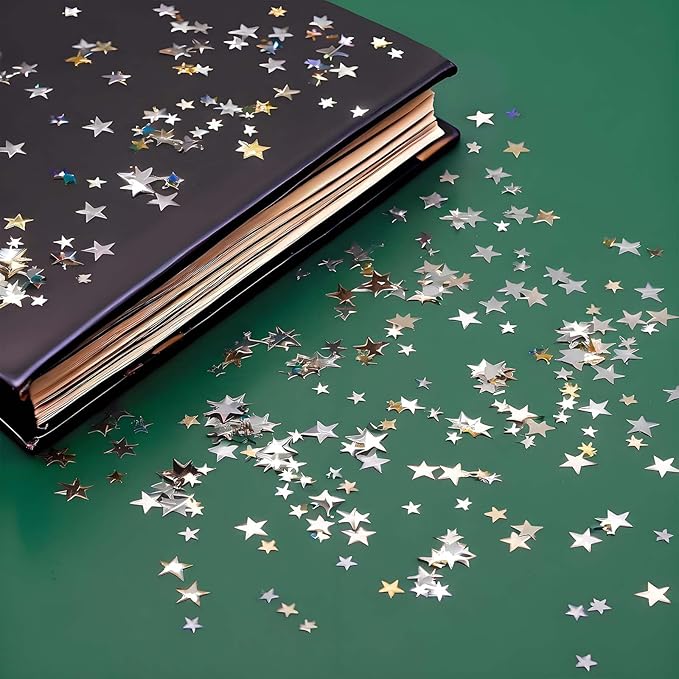 Silver Star Confetti - 60g (2.11OZ) Metallic Shine Stars Table Confetti for Weddings, Parties, New Year – Biodegradable Glitter Stars for Tables, Crafts, Photo Props, Holiday Decorations