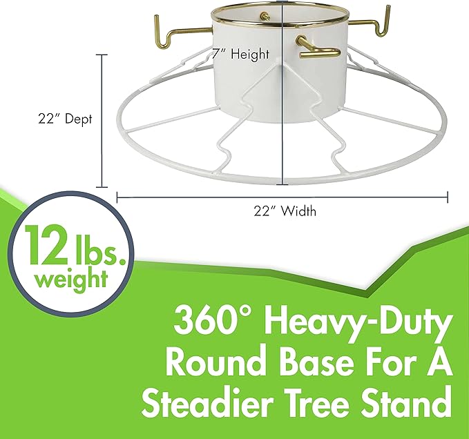 Yard Butler Santa's Helper - Easy to Use & Assemble Christmas Tree Stand - Durable & Sturdy Stand Made with Anti-Rust Steel - Beautiful Addition to Holiday Decor - 6' to 11' Trees - White
