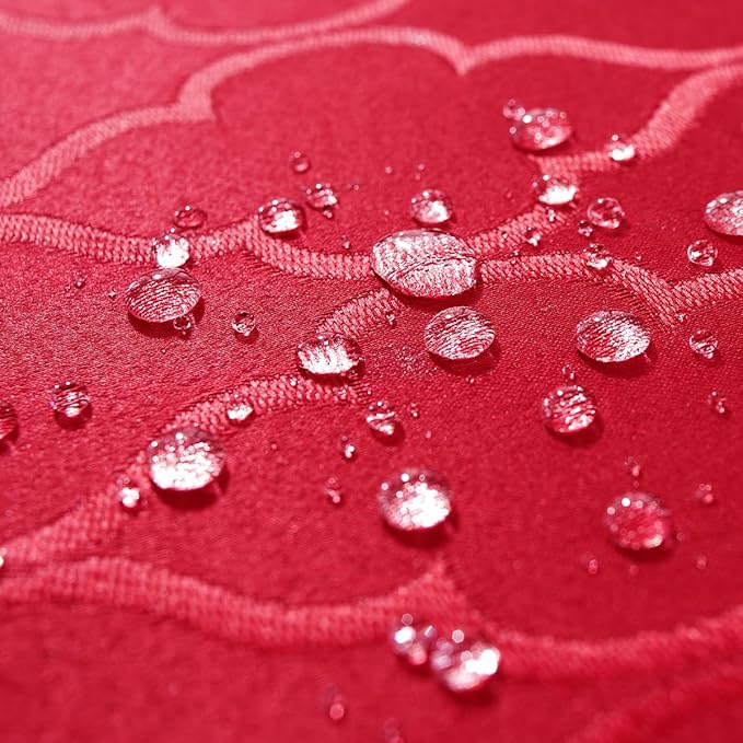 SASTYBALE Rectangular Jacquard Cloth Napkins Square 20 x 20 Inch Set of 4, Flower Pattern Polyester Napkin Spill Proof Wrinkle Resistant Dust-Proof Napkin for Kitchen Dining Tabletop (Red)