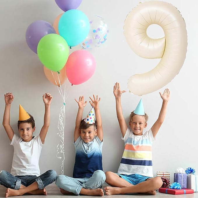 40 inch Cream White Number Balloon Giant Foil Helium Balloons Beige Number 5 Balloon for 5th Birthday Party Anniversary Decorations Supplies
