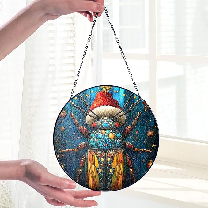 Desert Beetle Stained Glass Window Hanging Decor - Desert Beetle Christmas Decor - Handmade Ornament for Window Decoration - Xmas Gift for Home Decor