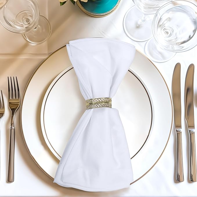 White Cloth Napkins Set of 12 100% Cotton Dinner Napkins Cloths Washable 18”x18” Absorbent Soft Durable Reusable-Ideal for Everyday Use Parties Wedding Thanks Giving Christmas Halloween