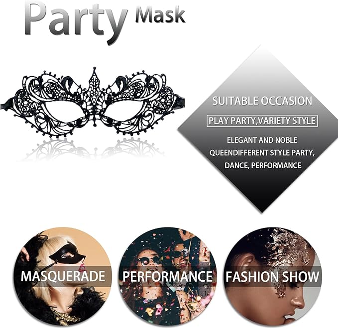IncreDecor Couple Masquerade Lace Mask Set, Fit for Women and Men Venetian Halloween Masks, Specially for Costume, Mardi Gras
