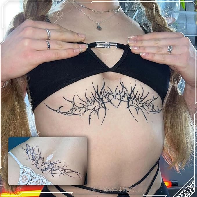 Large Temporary Tattoos Women Temporary Neck Tattoos Temporary Realistic Flower Chest Tattoo for Adults (Temporary Tattoos Sticker 22)
