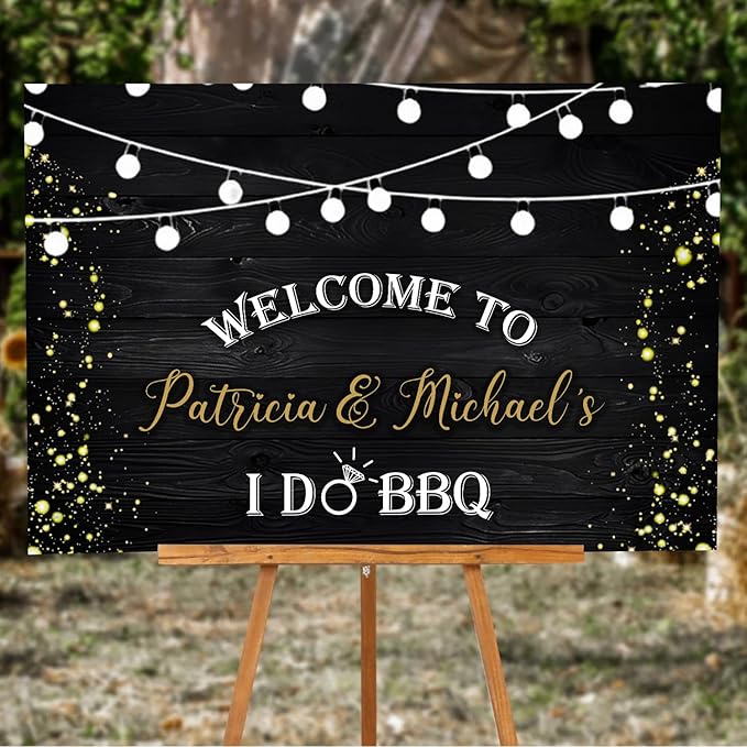 I Do BBQ Welcome Sign Template - Personalized BBQ Decorations for Backyard Party