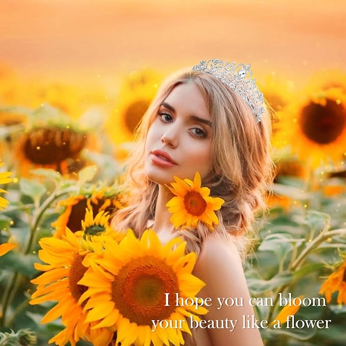 VELSCRUN Tiara for Women Silver, Happy Birthday Queen Tiara, Crown for Girls with Birthday Girl Sash, Crowns for Women with Rhinestone