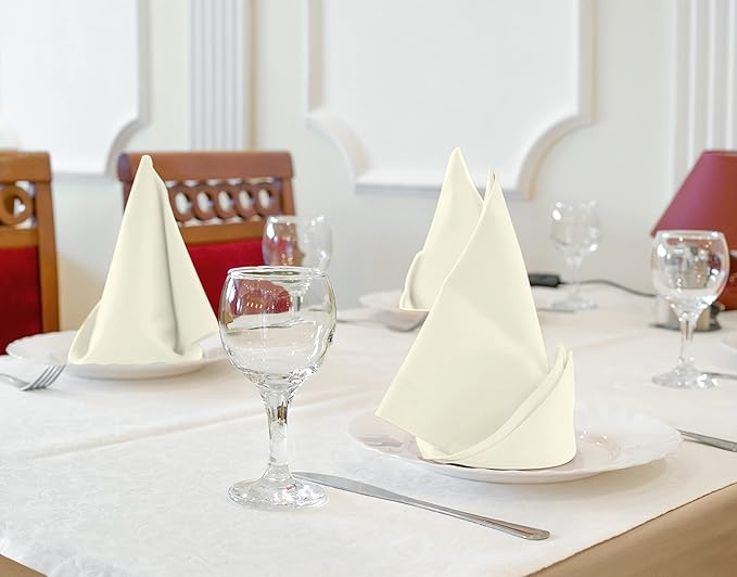 Utopia Kitchen Ivory Cloth Napkins [12 Pack, 18x18 Inch] Absorbent Cotton Blend Washable and Reusable for Dinner, Restaurant, Lunch, Wedding and Hotel