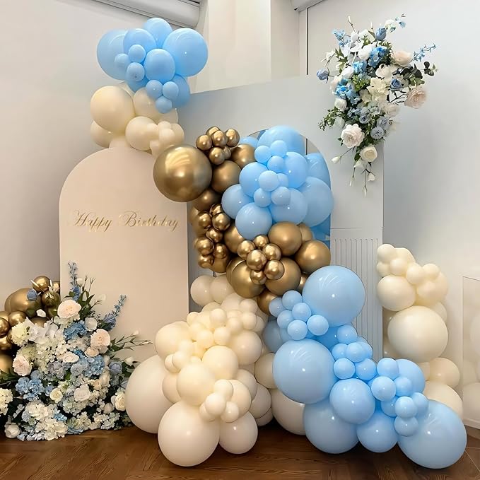 110pcs Pastel Blue Balloons 12 Inch Latex Light Blue Balloon Garland Arch Kit for Birthday Baby Shower Wedding Anniversary Graduation Party Decorations
