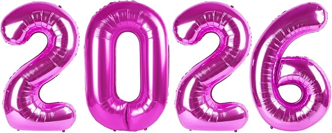 Rosy Purple 2026 Number Balloon, Rosy Purple Number Balloons 40 Inch, 2026 Balloon Birthday Decorations, 2026 Birthday Party Supplies