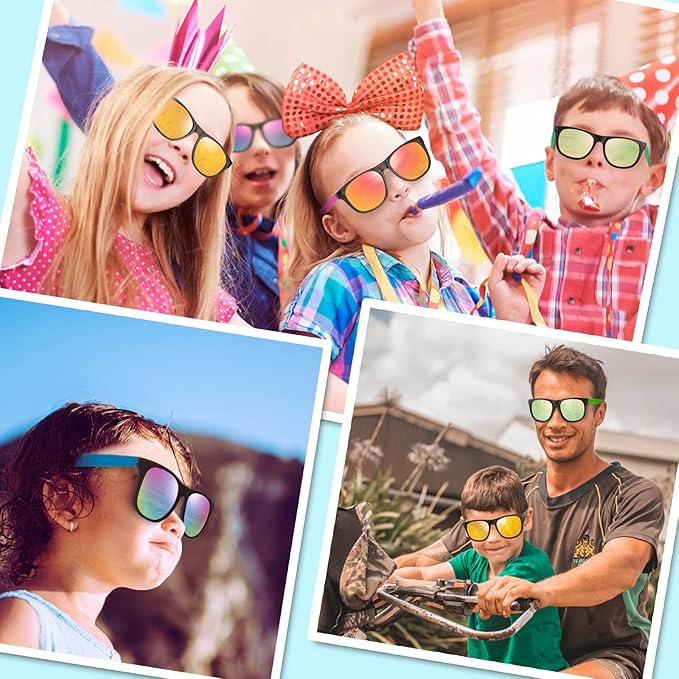 36 Pack 12 Color Neon Kid Sunglasses Bulk Party Favor for Kid Adult Boy Girl,80s Retro Style Plastic Toddler UV400 Toy Sunglasses Summer Beach Pool Birthday Graduation Party Classroom Prize