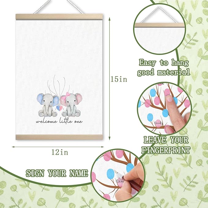 Woodland Baby Shower Decorations, Gender Reveal Elephant Theme Boy or Girl Voting, Baby Gender Reveal Games Voting Board, Welcome to The World