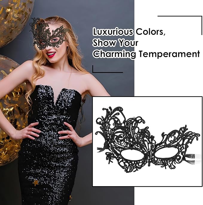 Exlinonline Lace Masquerade Mask Elastic,Fit for Adult,Soft Gentle Material,Specially For Costume,Thememed Party