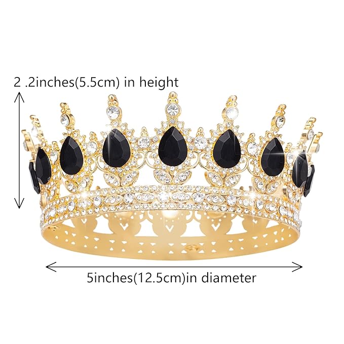 Queen Crown Rhinestone Wedding Crowns and Tiaras for Women Costume Party Hair Accessories Princess Birthday Crown Crystal Bridal Crown (Golden&black Crown)