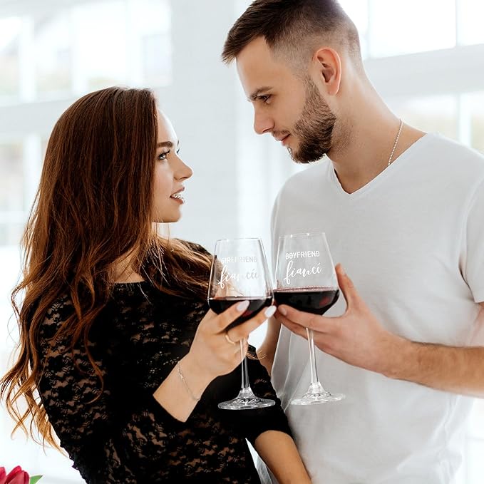 AW BRIDAL Fiance and Fiancee Engaged Wine Glasses, Engagement Gift for Couples and Newly Wed, Fiance Gifts for Women, Wedding Gift for Couples 2025, Bridal Shower Gifts for Bride to Be