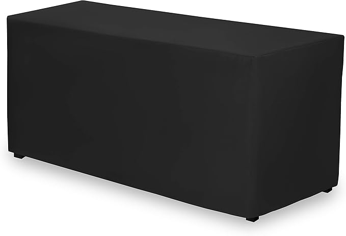 Gee Di Moda Fitted Tablecloth - 48 x 30 Inch Black Fitted Table Cloth for 4 Foot Rectangle Table - Heavy Duty Washable Fabric - for 4 Ft Buffet Table Holiday Party Dinner Wedding & Trade Show