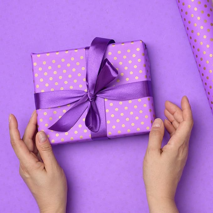 Purple Satin Ribbon Roll, 1/4 inch x 50 Yards, Double Face Solid Color, Thick and Durable, 100% Polyester for Gift Wrapping, Crafts, Hair and Decorations