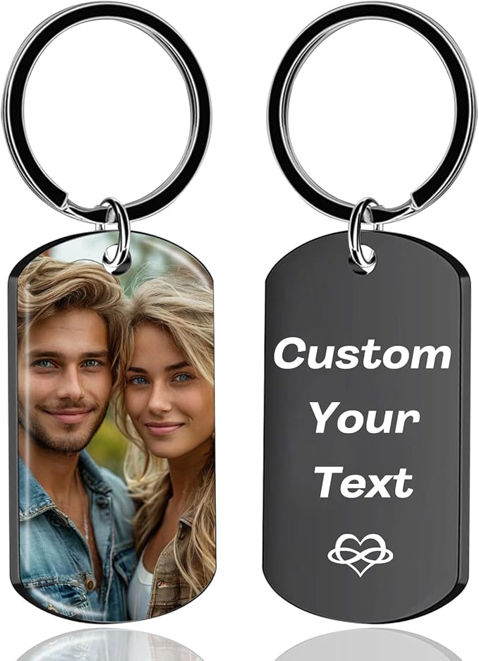Customized Double Sided Keychain - Personalized Engraved Text/Number/Name Keychain, Custom Key chain Gift for Boyfriend