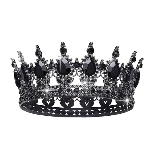 Queen Crown Rhinestone Wedding Crowns and Tiaras for Women Costume Party Hair Accessories Princess Birthday Crown Crystal Bridal Crown (Black & Crown)