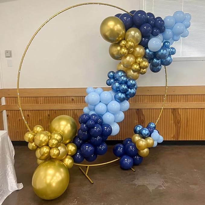 Blue Gold Balloons Garland Arch Kit, Navy Blue Light Blue Metallic Gold Blue Balloon Arch Kit, Macaron Blue Gold Confetti Balloon for Birthday Wedding Graduation Baby Shower Party Decorations