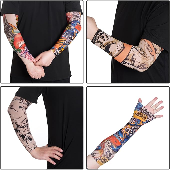 HOVEOX 20Pcs Temporary Tattoo Arm Sleeves Fake Tattoo Arm Sunscreen Sleeves