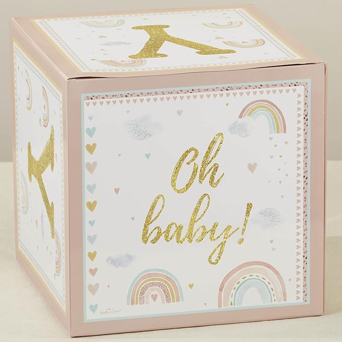 Kate Aspen Boho Rainbow Baby Block Box Photo Prop Decoration & Nursery Décor (Set of 4 Spells BABY)