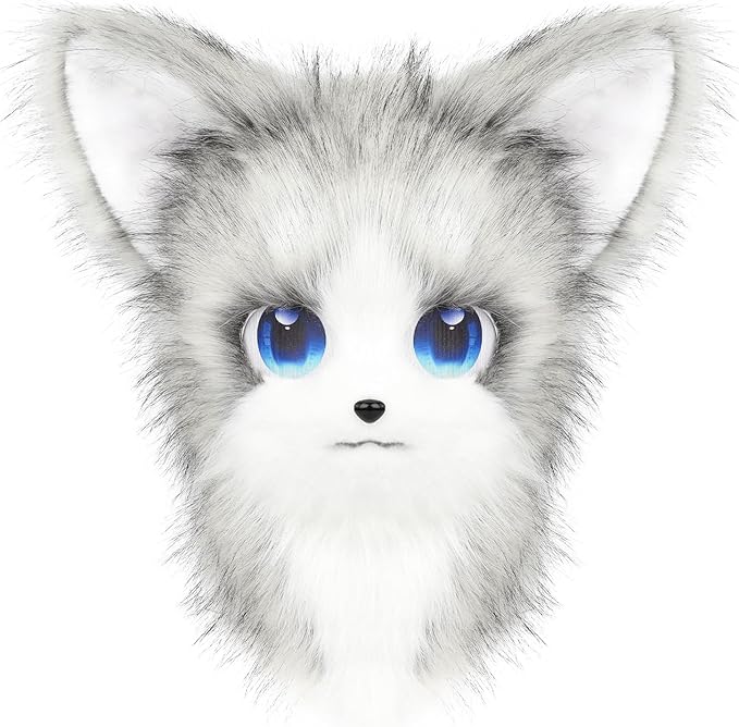 HAOAN Animal Furry Fursuit Head Mask Plush Cat Fox Mask Costume Props for Halloween Party