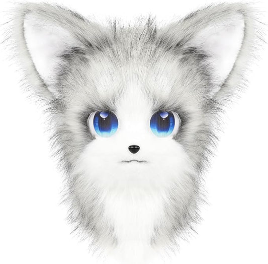HAOAN Animal Furry Fursuit Head Mask Plush Cat Fox Mask Costume Props for Halloween Party