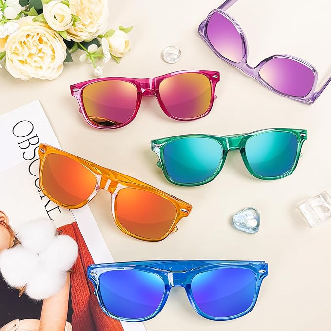 Matcheck 8/16 Pack Neon Colors Sunglasses Wholesale Bulk Party Favors Retro Classic Glasses Birthday Pool Unisex Adult