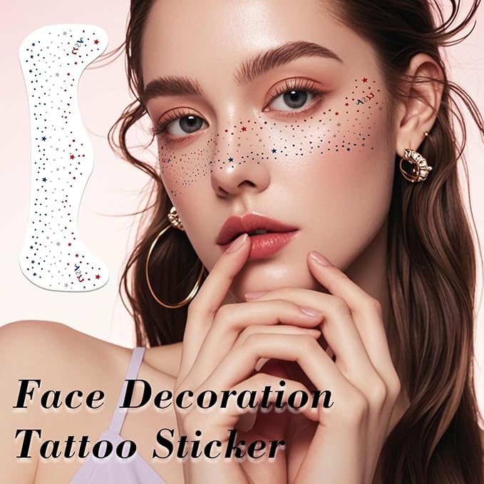 Temporary Tattoos Adult: Glitter Freckles & Star Face | Body Glitters with Face Glitter for Women Girls - Country Concerts Festival Rave Accessories (star)
