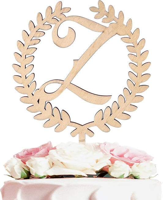 LINGTEER Personalized Inital Letter Z Wooden Cake Topper Perfect for Birthday Rustic Wedding Anniversary Keepsake Party Decoration