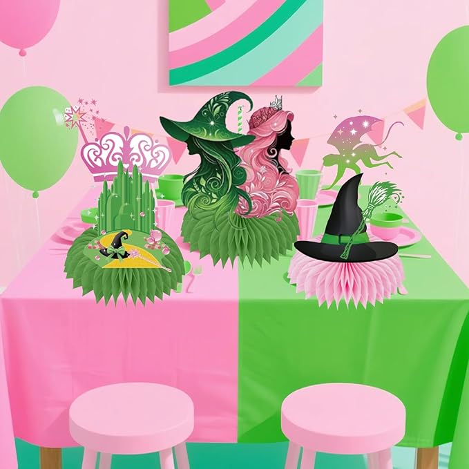 9 Pcs Witch Theme Centerpiece Table Decoration Witch Theme Honeycomb Centerpieces Honeycomb Table Toppers for Witch Party Supplies Witch Party Table Decoration