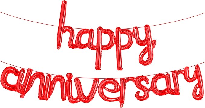 KatchOn Red Anniversary Balloons - 16 Inch | Script Banner for Anniversary Decorations | Work & Romantic Party Decorations