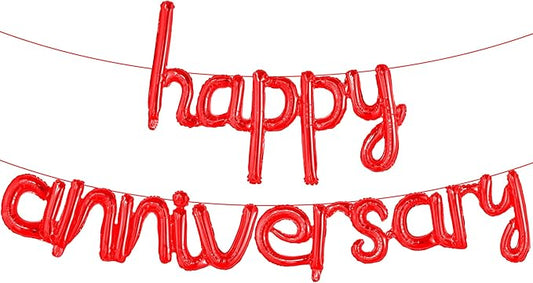 KatchOn Red Anniversary Balloons - 16 Inch | Script Banner for Anniversary Decorations | Work & Romantic Party Decorations