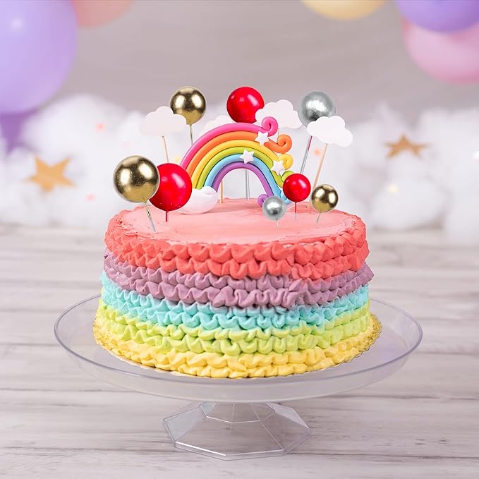 Gyufise 30Pcs Christmas Mini Balloon Cake Topper Foam Ball Cake Picks Cupcake Faux Pearl Balls DIY Cake Insert Topper Decoration for Anniversary Graduation Birthday Party Baby Shower Red Gold Silver
