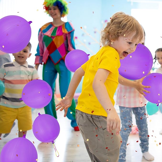 24 Pcs Purple Punch Balloons Bounce with Rubber Band Handle Punching Balloon Heavy Duty for Birthday party favors, Kids (Purple)