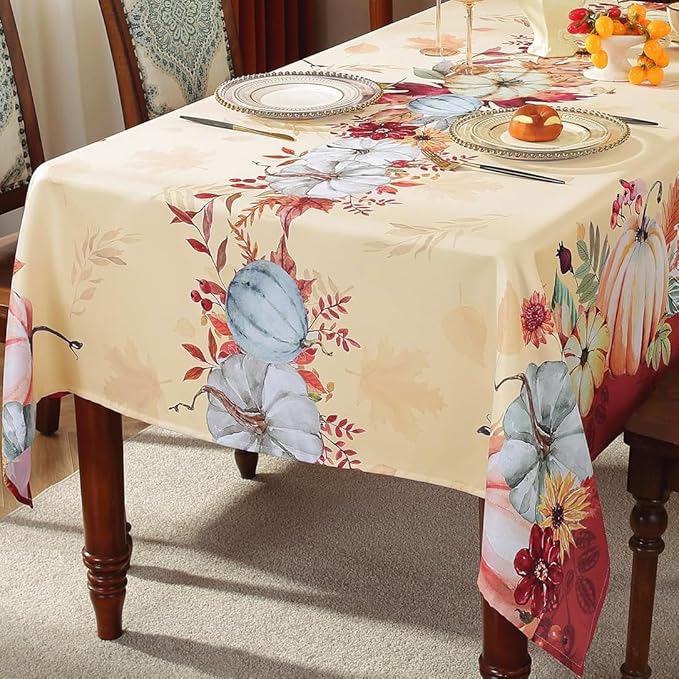 Honellaty Thanksgiving Tablecloth 60x102 Inch Rectangle Table Cloth, Autumn Pumpkin Table Cover for Dinner, Thanksgiving, Harvest, Holiday Decor