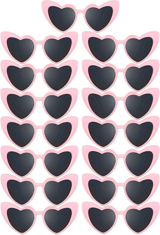 Flutesan 15 Pairs Heart Shaped Sunglasses Vintage Cat Eye Sunglasses for Bachelorette Party Supplies