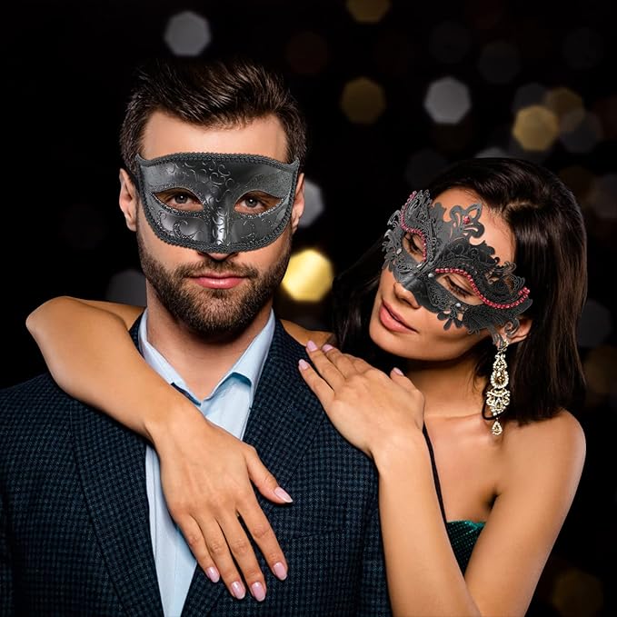 Coddsmz Couple Masquerade Mask Set - Venetian & Mardi Gras Mask for Women & Men