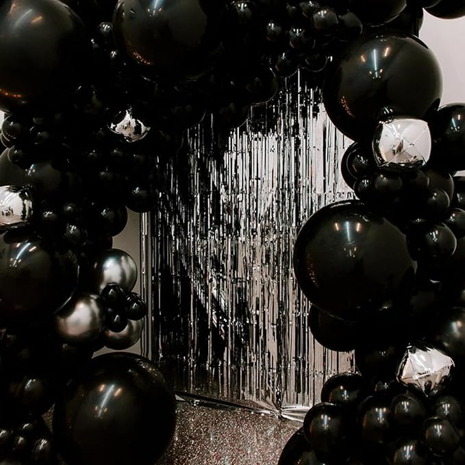 PartyWoo Black Balloons 50 pcs 12 Inch Latex Helium Matte Black Balloons for Baby Shower Birthday Graduation Casino Race Car Anniversary Retirement Pirate Gaming Theme Party Decorations Black-Y18