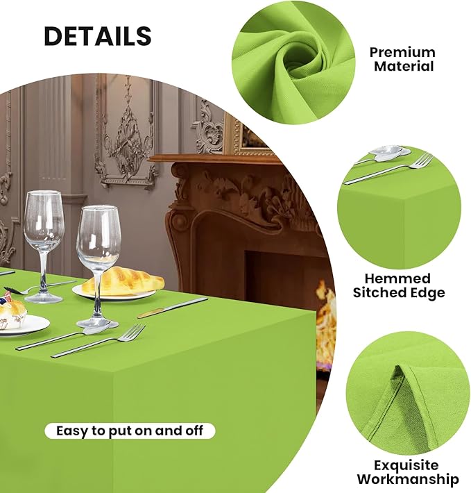 2 Pack Fitted Tablecloth for 8 Foot Rectangle 96 x 30 Inch Apple Green Table Covers Water Resistant Polyester Cloth for Folding, Parties,Display, Trade Show (Apple Green)